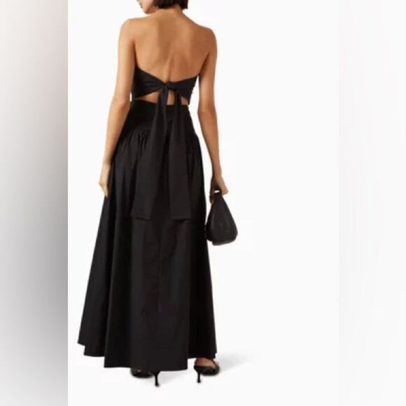 ST. AGNI Gathered Maxi Black Dress Strapless Tie Back Size XS - Picture 3 of 15